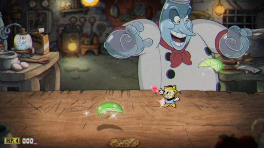Cuphead Chef Saltbaker Lime attack patter phase 1