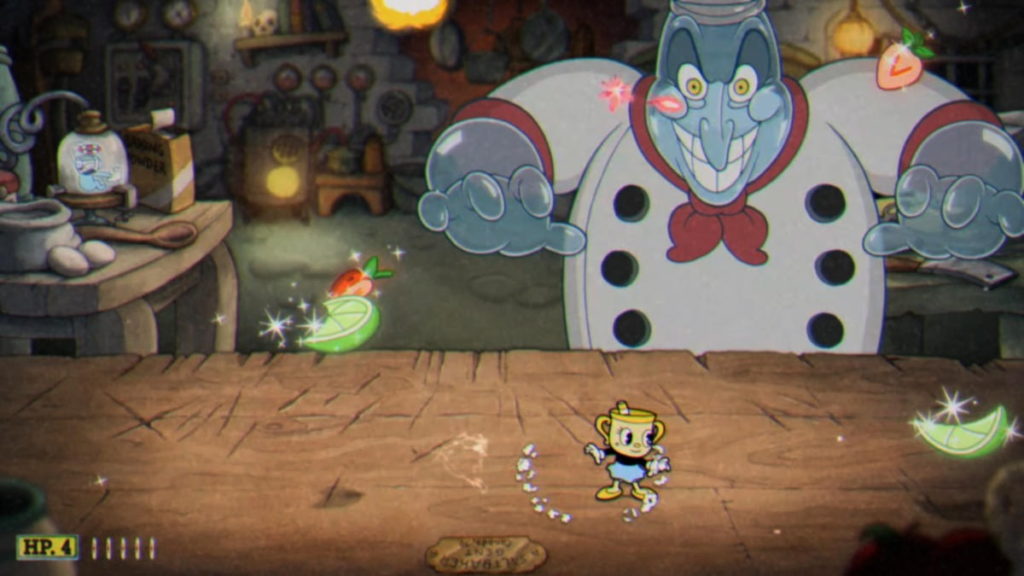 Cuphead Chef Saltbaker Strawberry attack patter phase 1