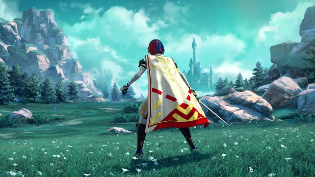 Male Alear from Fire Emblem Engage standing in a field located in Elyos