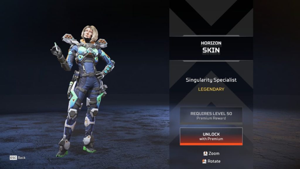 Horizon Singularity Specialist Legendary skin in Apex Legends Arsenal Battle Pass