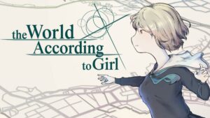 The World According to Girl impressions; The Girl stares out over the City next to a stylized logo for the game.